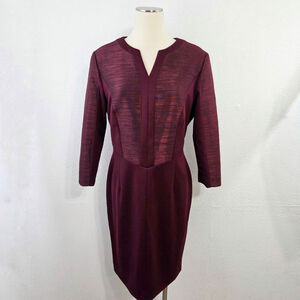 Antonio Melani burgundy red sheath dress metallic jacquard jeweltone women's 12